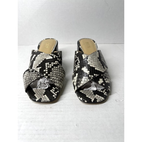 Michael Michael Kors Abbott Snakeskin Slide On Criss Cross Open Toed Sandals NEW - Picture 3 of 7